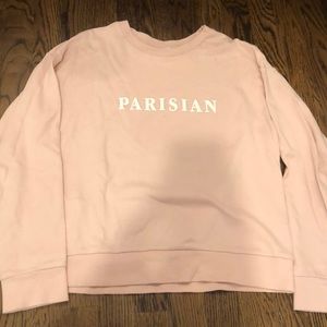 Pink “Parisian” sweater from Mango. Size Small